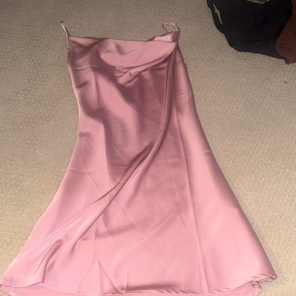 Pink Satin Slip Dress - Elegant Women's Dress